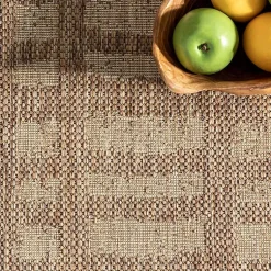 Kirklands Home Marti Banded Lines Outdoor Rug, 5x8 Tan Discount