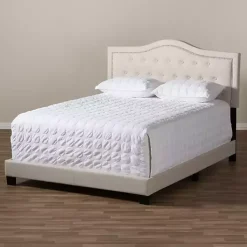 Kirklands Home Mary Beige Button Tufted King Bed Frame Ivory Best