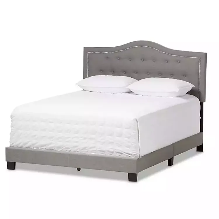 Kirklands Home Mary Light Button Tufted Full Bed Frame Gray Best