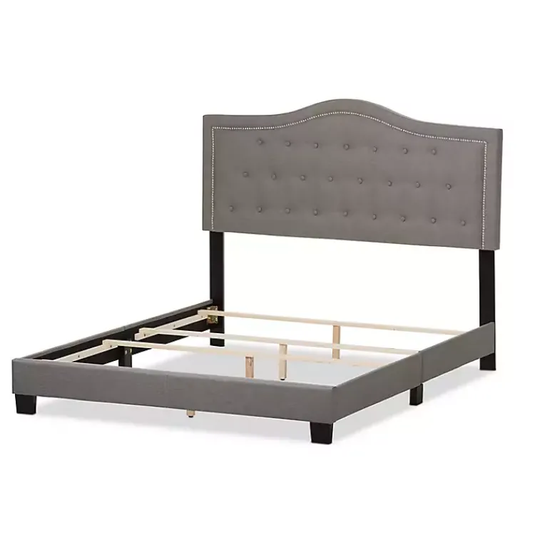 Kirklands Home Mary Light Button Tufted Full Bed Frame Gray Best