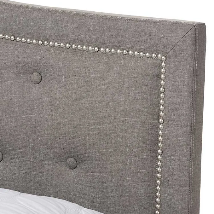 Kirklands Home Mary Light Button Tufted Full Bed Frame Gray Best
