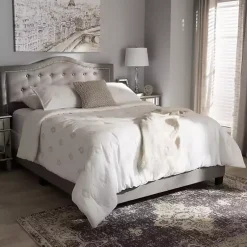 Kirklands Home Mary Light Button Tufted Full Bed Frame Gray Best
