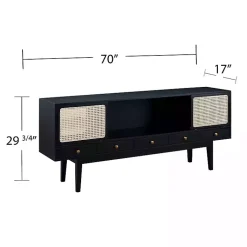 Kirklands Home Matilda Midcentury Woven Cane Media Cabinet Black Sale