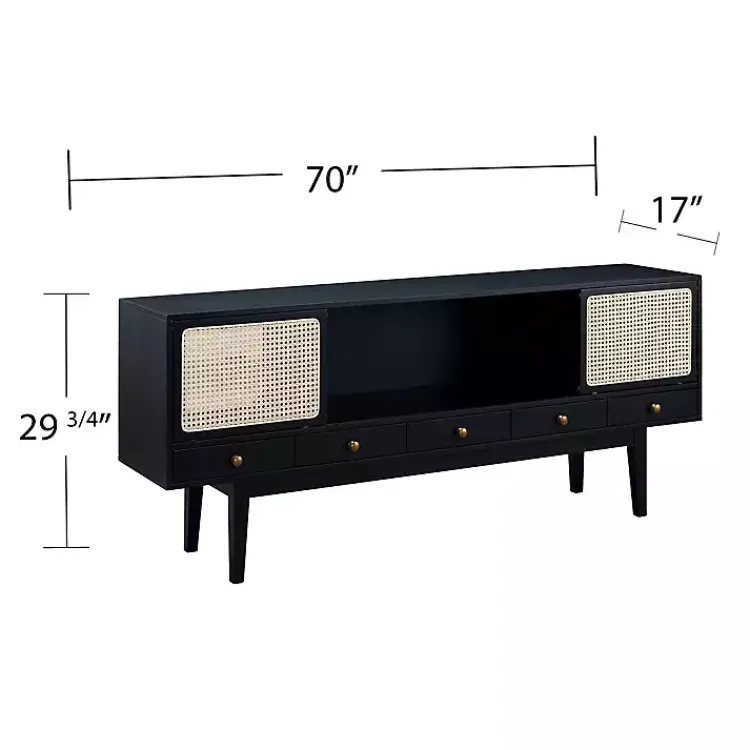 Kirklands Home Matilda Midcentury Woven Cane Media Cabinet Black Sale