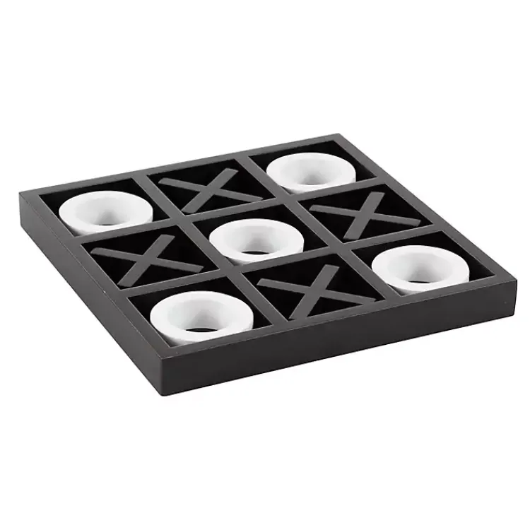 Decorative Accents>Kirklands Home Matte Black and White Wooden Tic Tac Toe Board