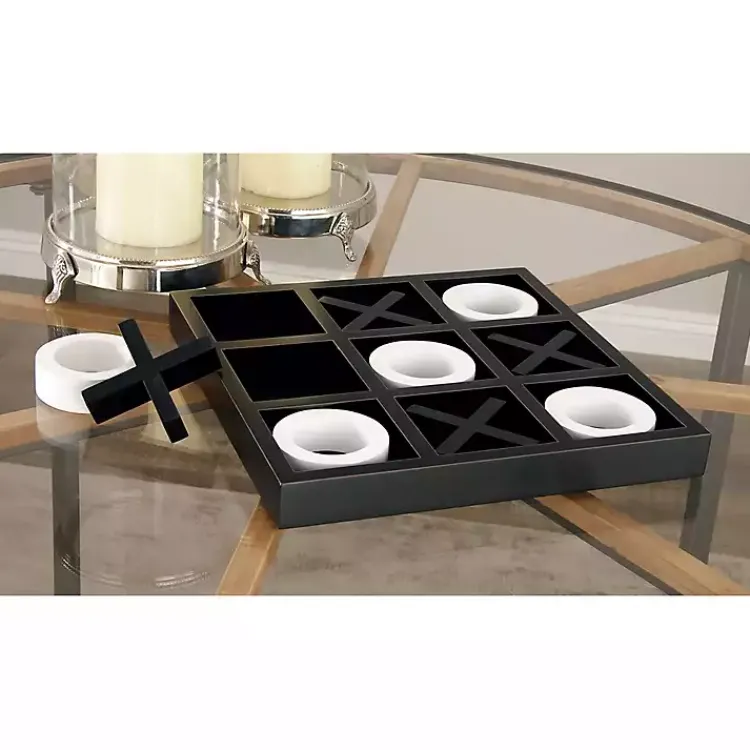 Decorative Accents>Kirklands Home Matte Black and White Wooden Tic Tac Toe Board