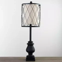 Kirklands Home Matte Buffet Lamp with Wire Shade Black Outlet