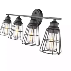 Kirklands Home Matte Cage Shade Vanity Light Black Sale