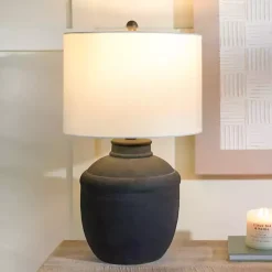 Kirklands Home Matte Black Cairo Table Lamp White Clearance