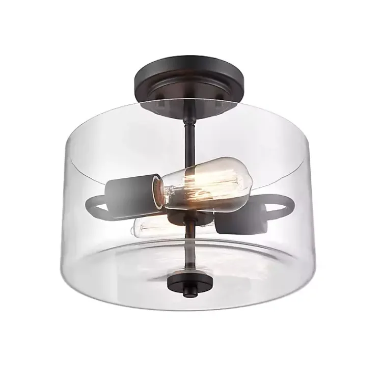 Kirklands Home Matte Drum Semi-Flush Mount Light Black Outlet
