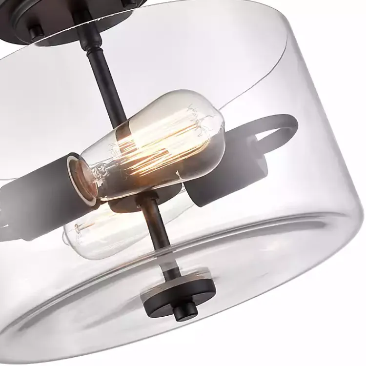 Kirklands Home Matte Drum Semi-Flush Mount Light Black Outlet