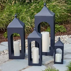Lanterns>Kirklands Home Matte Hampshire Metal Lantern, 24 in. Black