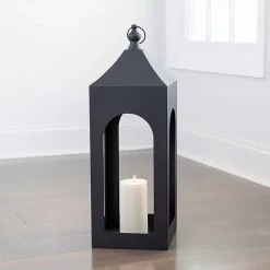 Lanterns>Kirklands Home Matte Hampshire Metal Lantern, 30 in. Black