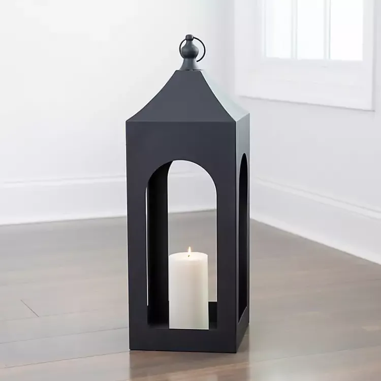 Lanterns>Kirklands Home Matte Hampshire Metal Lantern, 30 in. Black