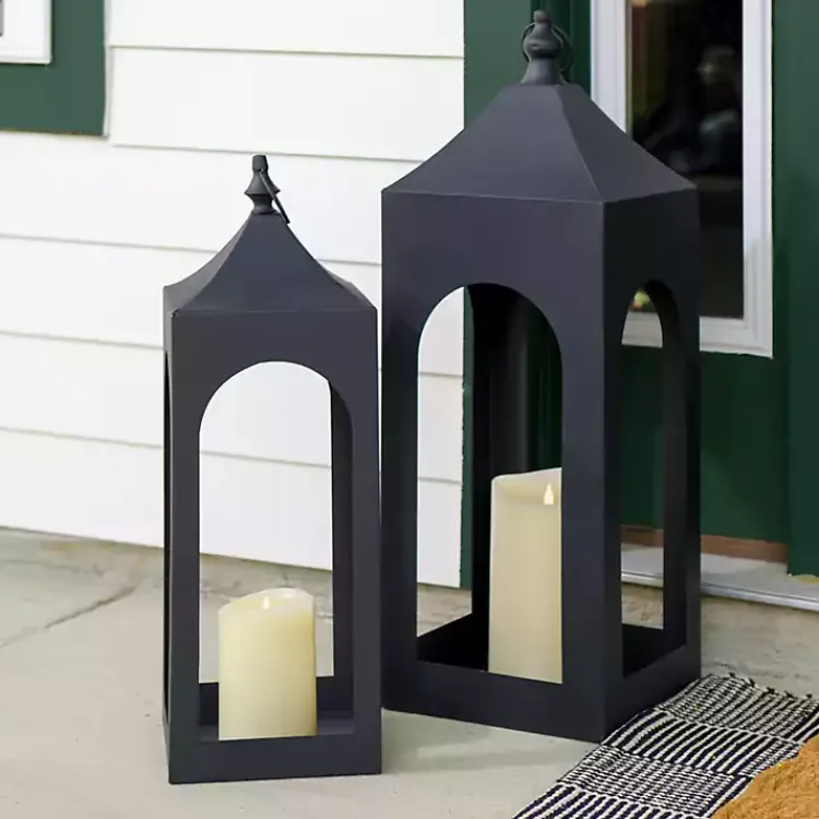 Lanterns>Kirklands Home Matte Hampshire Metal Lantern, 30 in. Black