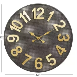 Kirklands Home Matte Black Iron Wall Clock, 32 in. Clearance