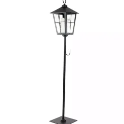 Lanterns>Kirklands Home Matte Lantern Post with Wreath Holder Black