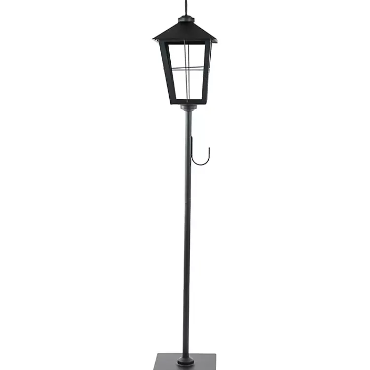Lanterns>Kirklands Home Matte Lantern Post with Wreath Holder Black