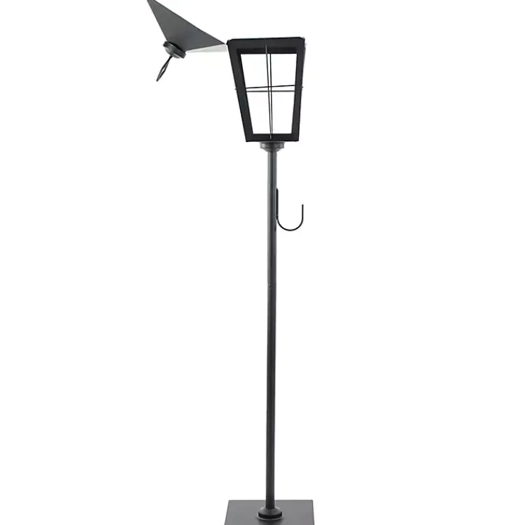 Lanterns>Kirklands Home Matte Lantern Post with Wreath Holder Black