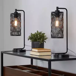 Kirklands Home Matte Metal Cutout Table Lamps, Set of 2 Black Outlet