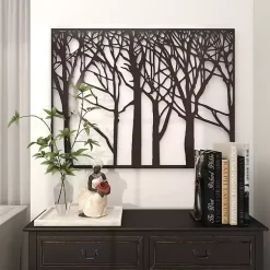 Kirklands Home Matte Metal Tree Frame Wall Plaque Black New