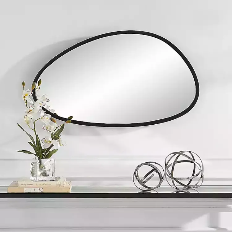 Kirklands Home Matte Black Modern Asymmetrical Wall Mirror Sale