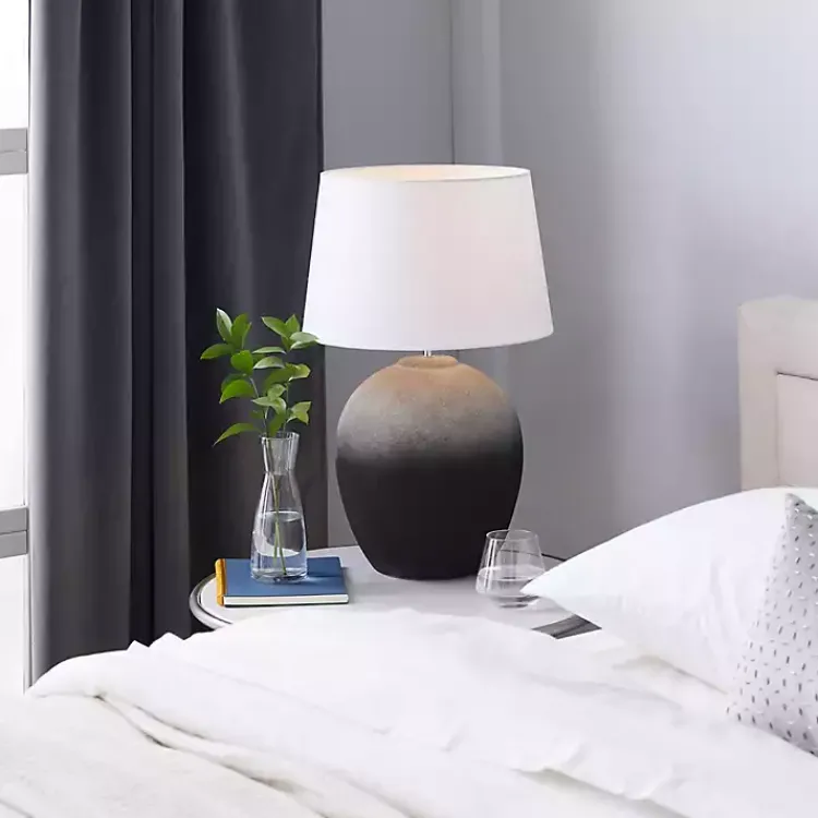 Kirklands Home Matte Black Ombre Textured Table Lamp, 23 in. White Clearance