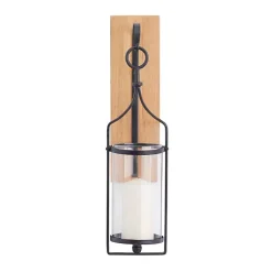 Sconces>Kirklands Home Matte Poplar Wood Sconce Black