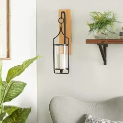 Sconces>Kirklands Home Matte Poplar Wood Sconce Black