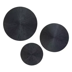 Kirklands Home Matte Ribbed Sunburst Wall Plates, Set of 3 Black Outlet