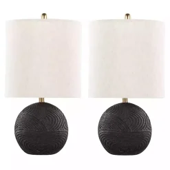 Kirklands Home Matte Black Round Kona Table Lamps, Set of 2 Tan Best