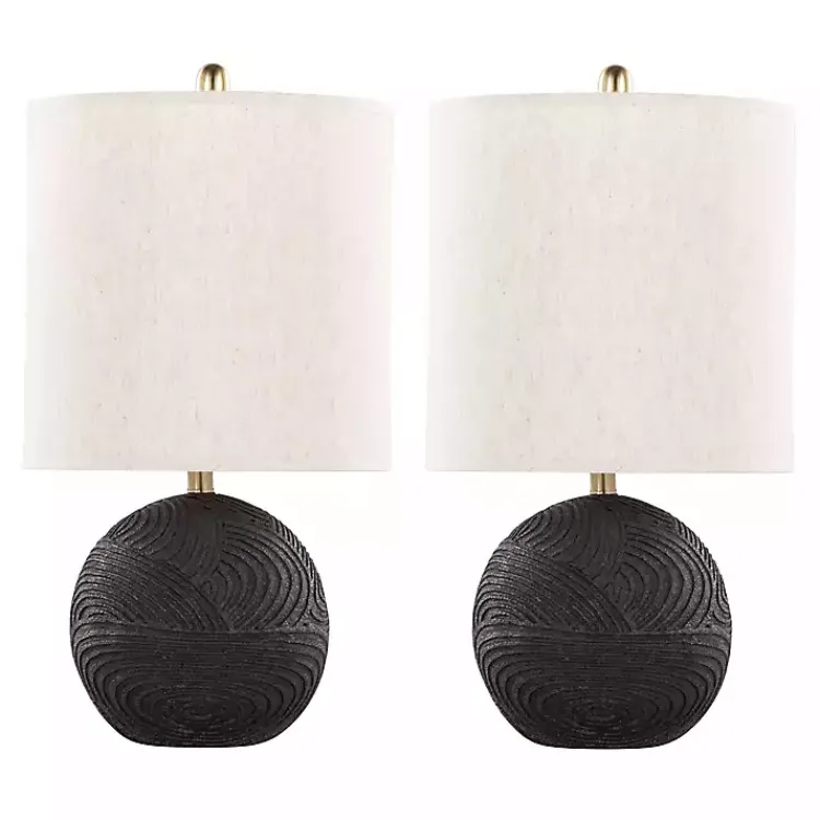 Kirklands Home Matte Black Round Kona Table Lamps, Set of 2 Tan Best