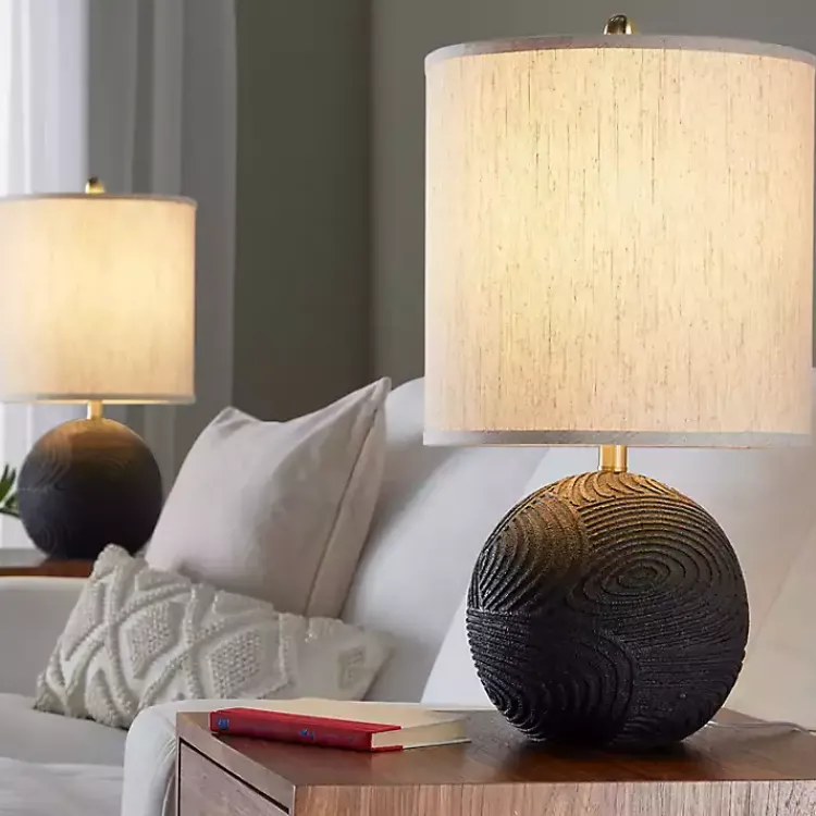 Kirklands Home Matte Black Round Kona Table Lamps, Set of 2 Tan Best