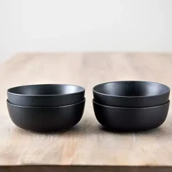 Kirklands Home Matte Simple Things Cereal Bowls, Set of 4 Black