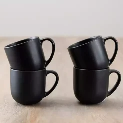 Kirklands Home Matte Simple Things Mugs, Set of 4 Black Online