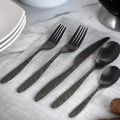 Kirklands Home Matte Black Steel Diagonal 20-pc. Flatware Set Hot
