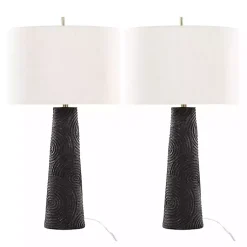 Kirklands Home Matte Black Tapered Kona Table Lamps, Set of 2 Tan Clearance