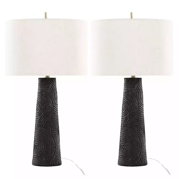 Kirklands Home Matte Black Tapered Kona Table Lamps, Set of 2 Tan Clearance