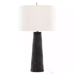 Kirklands Home Matte Black Tapered Kona Table Lamps, Set of 2 Tan Clearance