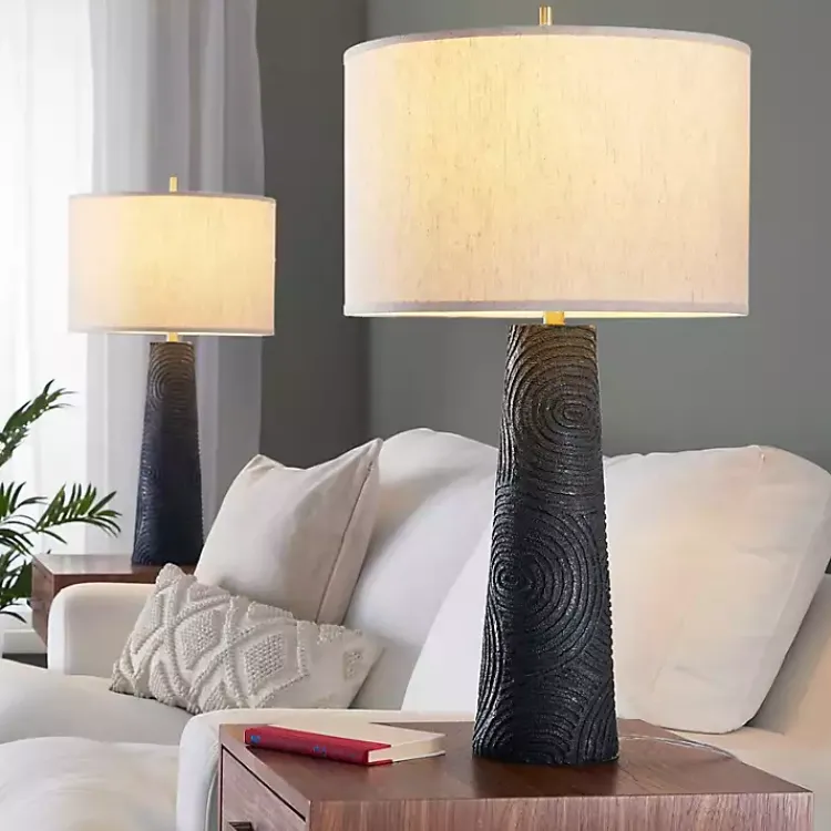 Kirklands Home Matte Black Tapered Kona Table Lamps, Set of 2 Tan Clearance