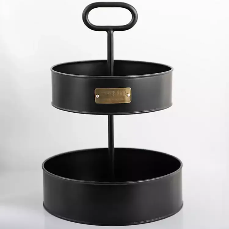 Kirklands Home Matte 2-Tier Coffee Basket Black Clearance