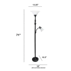 Kirklands Home Matte Bronze and White Reading Arm Torchiere Brown Online