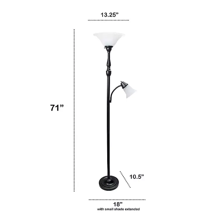 Kirklands Home Matte Bronze and White Reading Arm Torchiere Brown Online