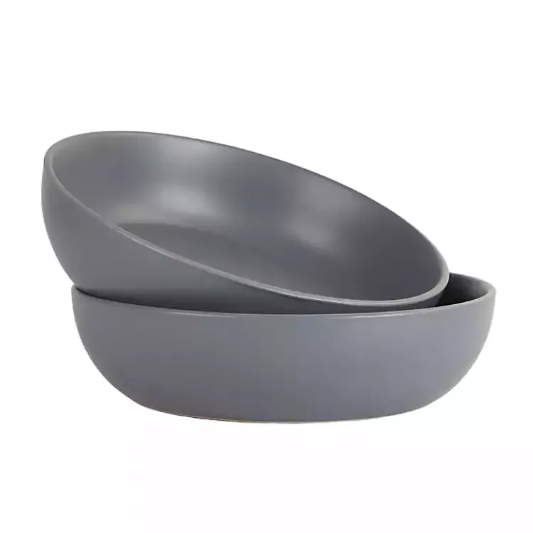 Kirklands Home Matte Charcoal Serving Bowls, Set of 2 Gray Clearance