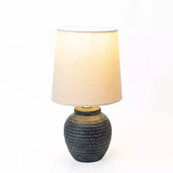Kirklands Home Matte Charcoal Ribbed Mini Table Lamp Tan
