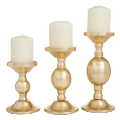Candle Holders>Kirklands Home Matte Metal 3-pc. Pillar Candle Holder Set Gold