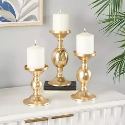 Candle Holders>Kirklands Home Matte Metal 3-pc. Pillar Candle Holder Set Gold