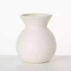 Vases>Kirklands Home Matte Hourglass Ceramic Vase Ivory