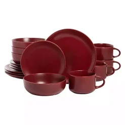 Kirklands Home Matte Ceramic 16-pc. Dinnerware Set Red Outlet