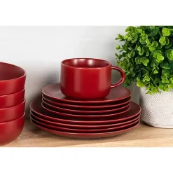 Kirklands Home Matte Ceramic 16-pc. Dinnerware Set Red Outlet